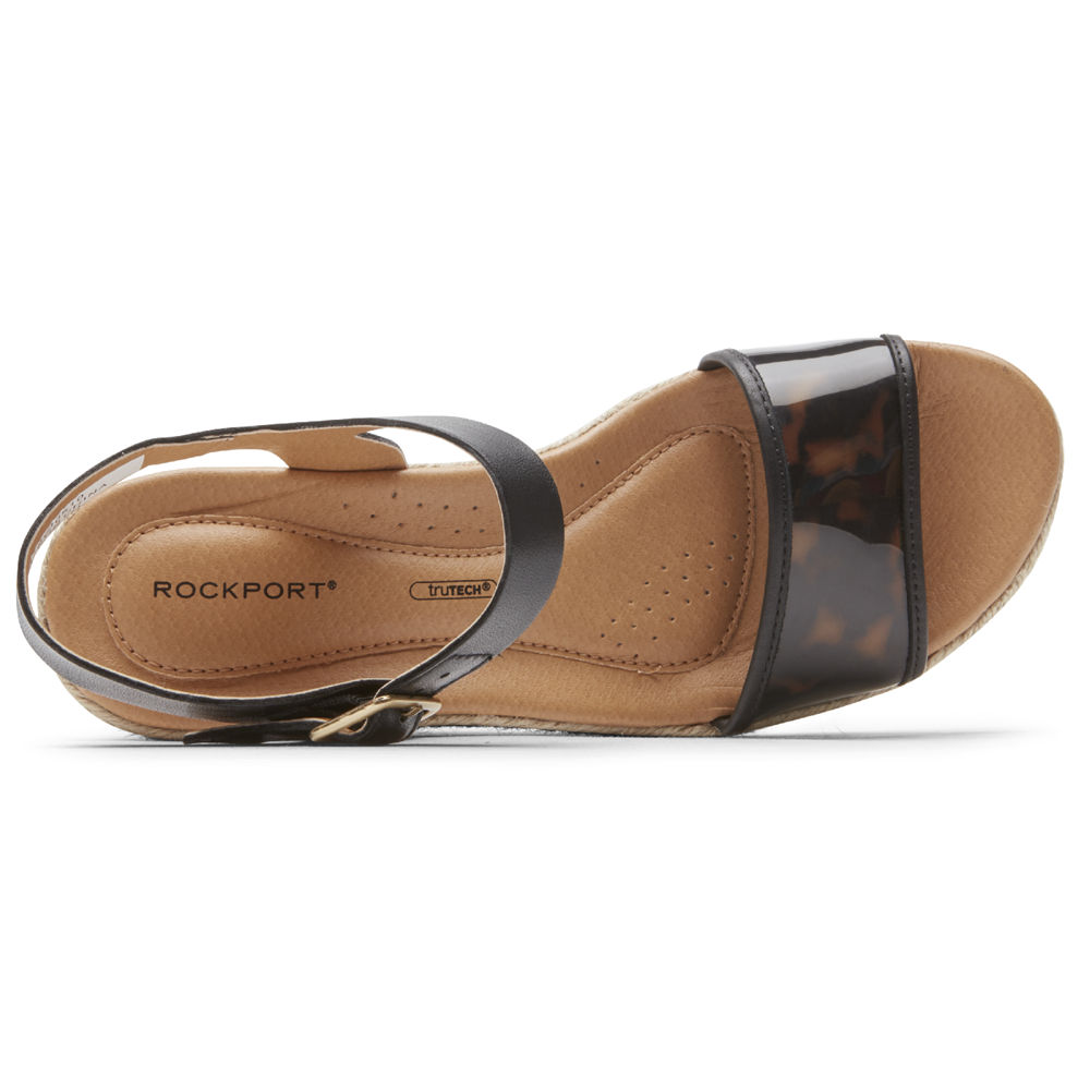 Sandalias Rockport Mujer Mexico - Lyla Ankle-Strap Negros - SLQJR5263